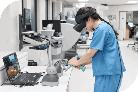 Learner practising a procedure in VR